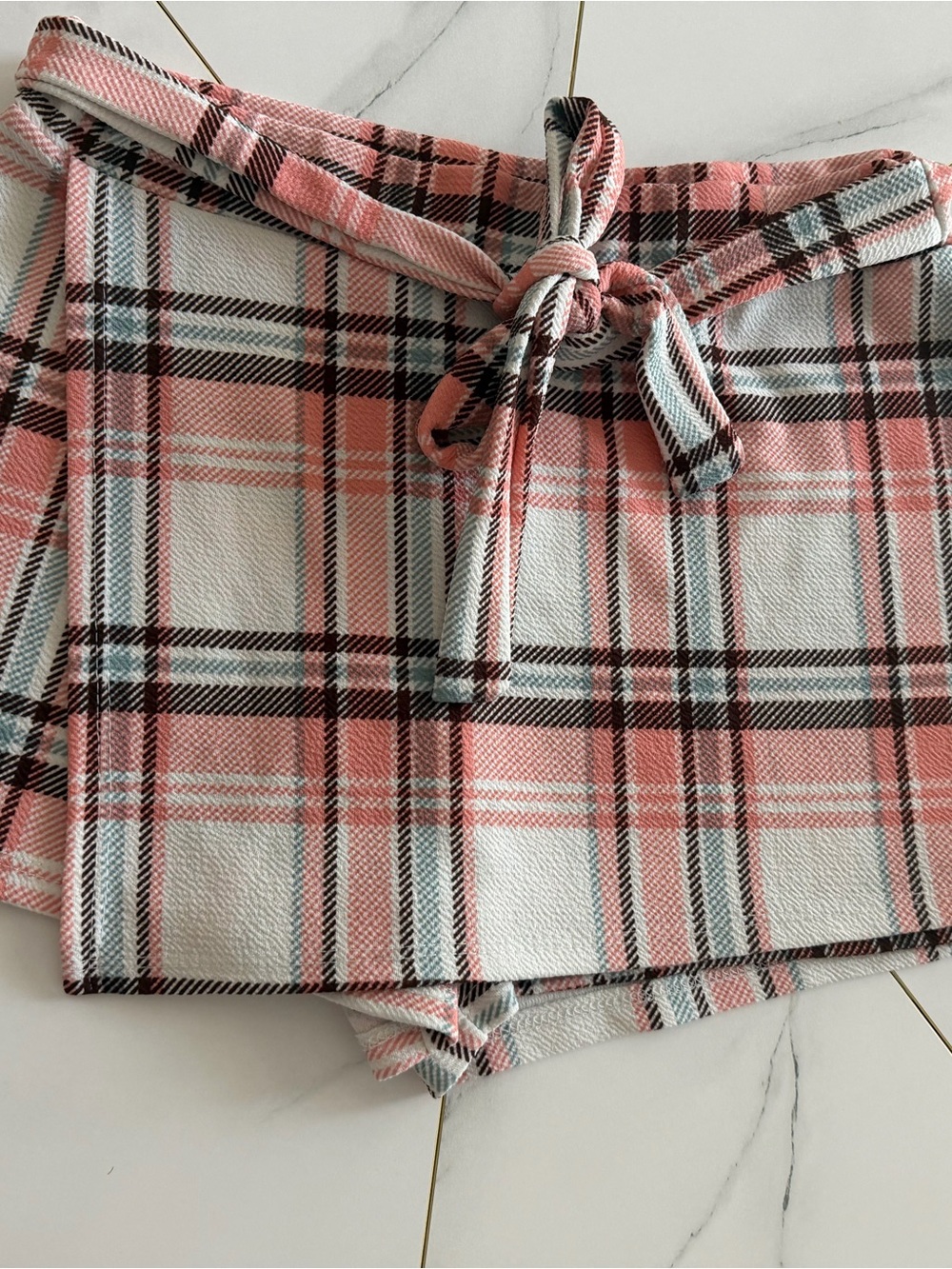 Rainbow Pink, White & Brown Plaid Skirt